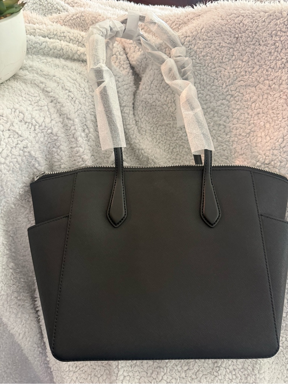 Michael Kors Black Saffiano Tote with MK Charm